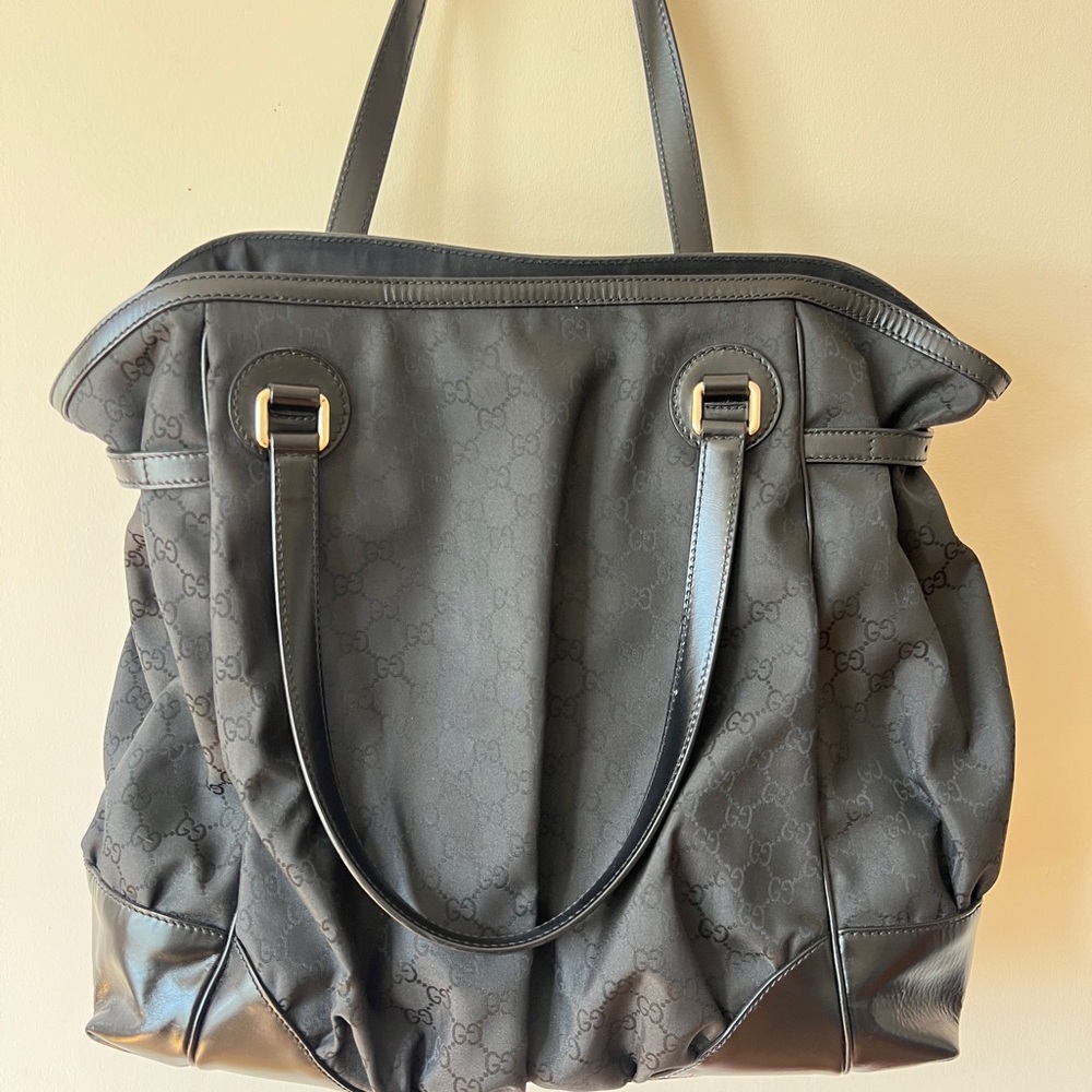 Gucci Black Monogram Tote Bag